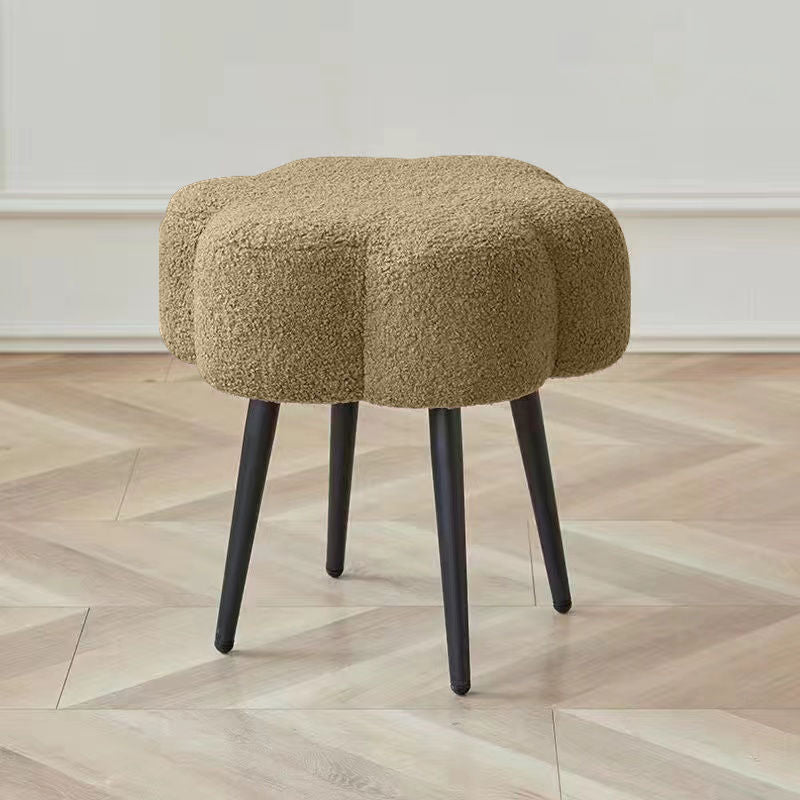 Contemporary Creative Cloud Shape Lambswool Carbon Steel Frame Low Stool For Bedroom