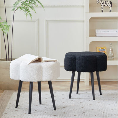 Contemporary Creative Cloud Shape Lambswool Carbon Steel Frame Low Stool For Bedroom