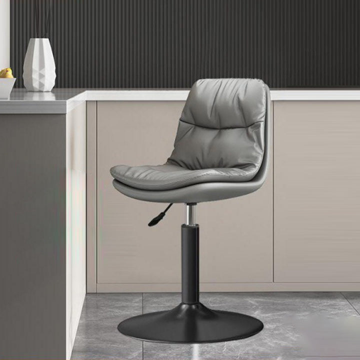 Tabouret de bar pivotant réglable en hauteur avec repose-pieds en cuir Nappa de luxe contemporain, base en métal ronde pour salle à manger 