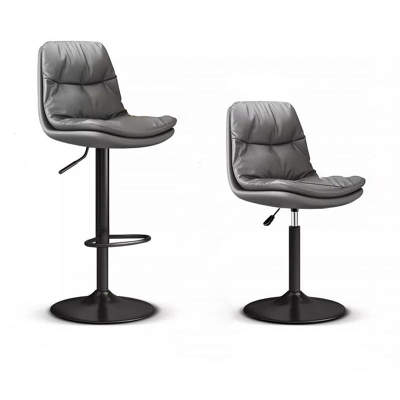 Tabouret de bar pivotant réglable en hauteur avec repose-pieds en cuir Nappa de luxe contemporain, base en métal ronde pour salle à manger 