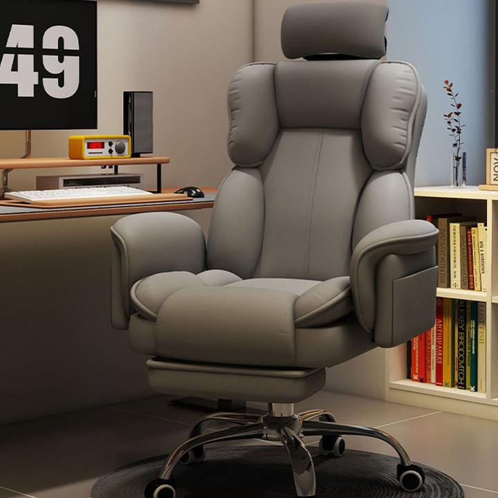 Silla de gaming contemporánea de lujo, cuadrada, de cuero de microfibra, resistente a arañazos, de aleación de aluminio, con respaldo y reposapiés ajustables para estudio 