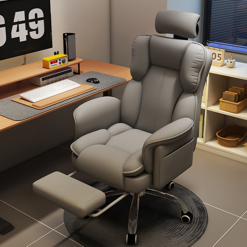 Silla de gaming contemporánea de lujo, cuadrada, de cuero de microfibra, resistente a arañazos, de aleación de aluminio, con respaldo y reposapiés ajustables para estudio 