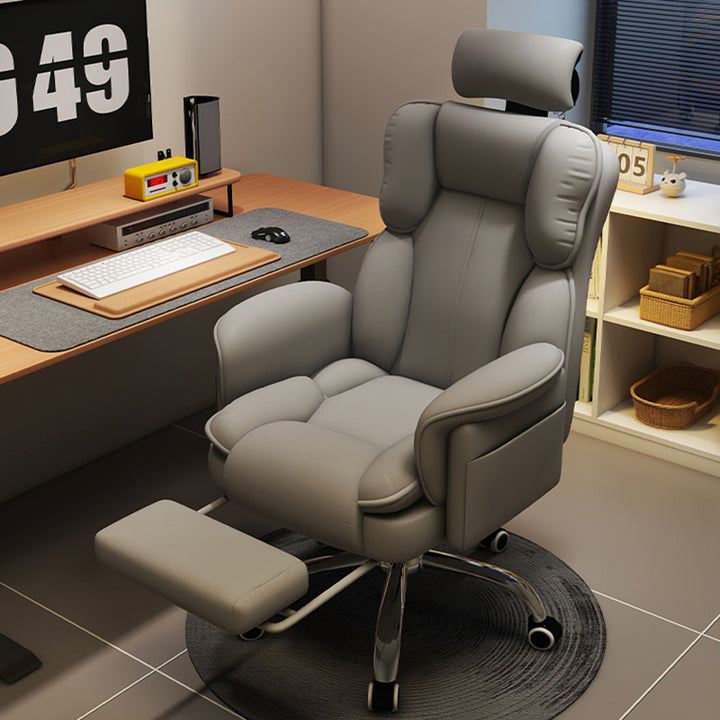 Silla de gaming contemporánea de lujo, cuadrada, de cuero de microfibra, resistente a arañazos, de aleación de aluminio, con respaldo y reposapiés ajustables para estudio 