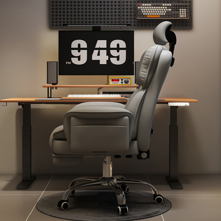 Silla de gaming contemporánea de lujo, cuadrada, de cuero de microfibra, resistente a arañazos, de aleación de aluminio, con respaldo y reposapiés ajustables para estudio 