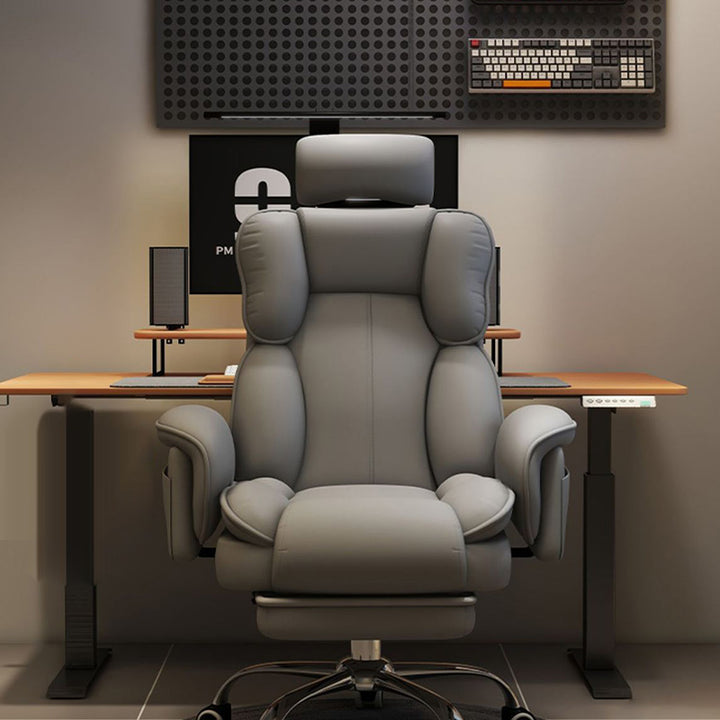 Silla de gaming contemporánea de lujo, cuadrada, de cuero de microfibra, resistente a arañazos, de aleación de aluminio, con respaldo y reposapiés ajustables para estudio 