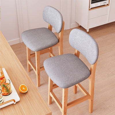 Traditioneller japanischer Holzrahmen PU-Leder quadratische Barhocker Rückenlehne Fußstütze für Esszimmer 