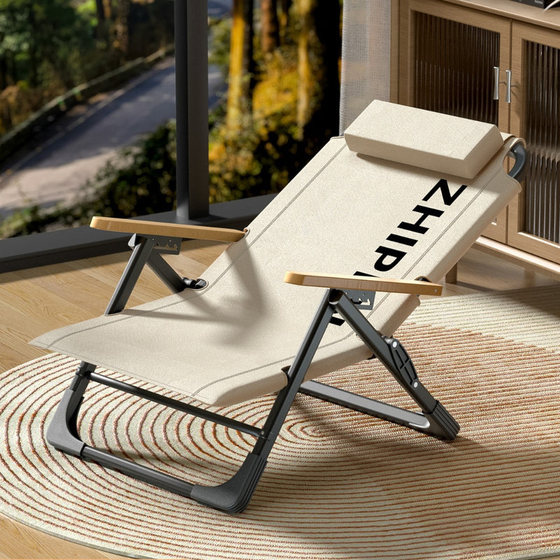Silla de Camping Plegable con Respaldo de Madera y Reposabrazos de Madera, Tela Oxford Cuadrada de Simplicidad Contemporánea, Estructura de Acero al Carbono para Patio Exterior 