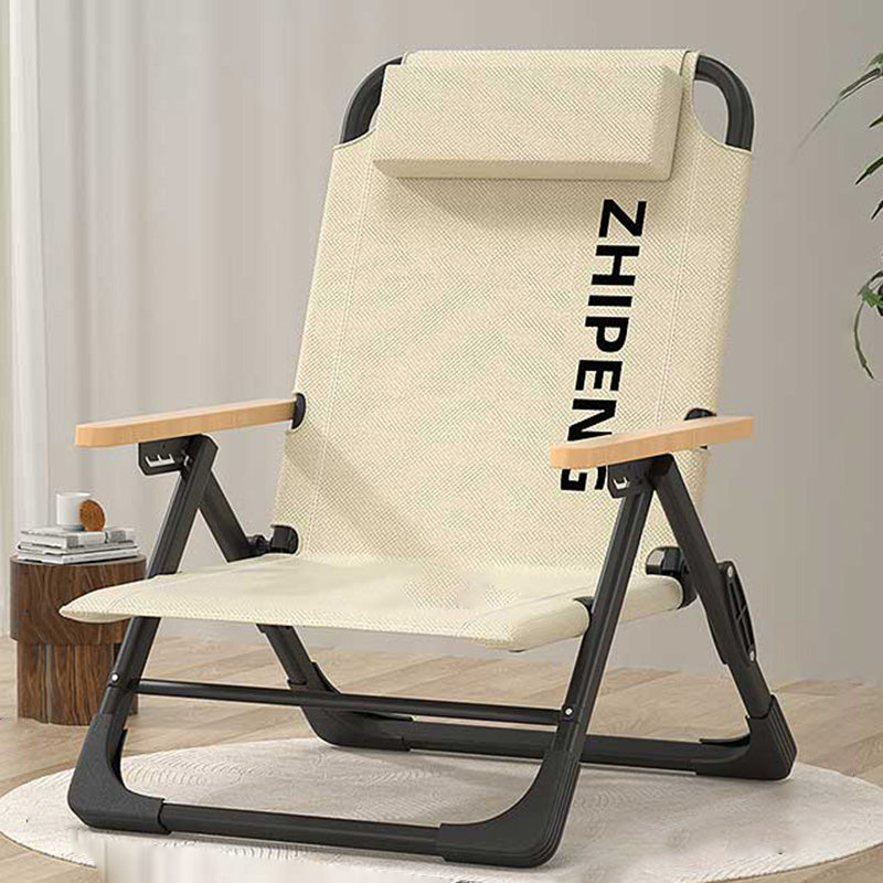 Silla de Camping Plegable con Respaldo de Madera y Reposabrazos de Madera, Tela Oxford Cuadrada de Simplicidad Contemporánea, Estructura de Acero al Carbono para Patio Exterior 