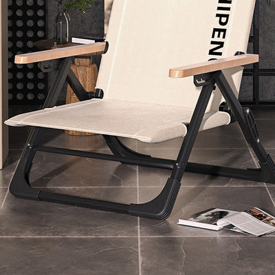 Silla de Camping Plegable con Respaldo de Madera y Reposabrazos de Madera, Tela Oxford Cuadrada de Simplicidad Contemporánea, Estructura de Acero al Carbono para Patio Exterior 