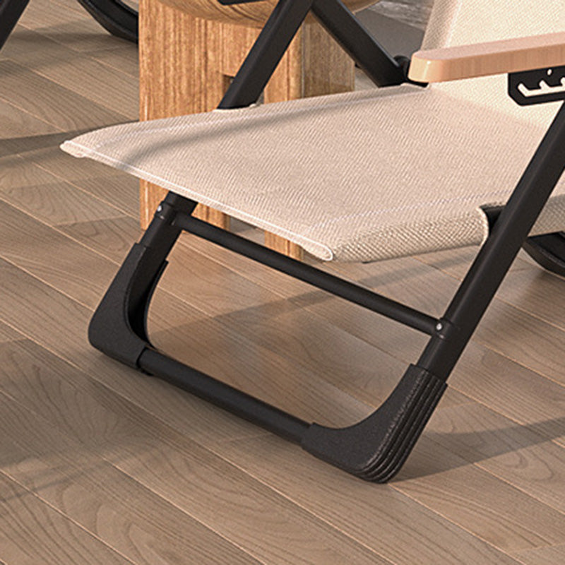 Silla de Camping Plegable con Respaldo de Madera y Reposabrazos de Madera, Tela Oxford Cuadrada de Simplicidad Contemporánea, Estructura de Acero al Carbono para Patio Exterior 