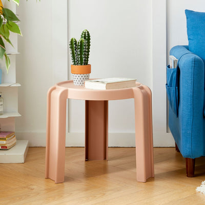 Taburete bajo apilable redondo de geometría escandinava contemporánea para dormitorio 