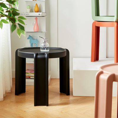 Taburete bajo apilable redondo de geometría escandinava contemporánea para dormitorio 