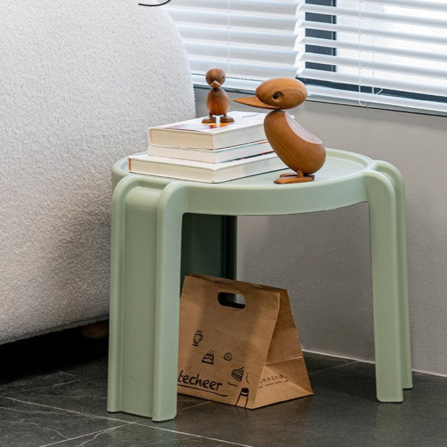 Taburete bajo apilable redondo de geometría escandinava contemporánea para dormitorio 
