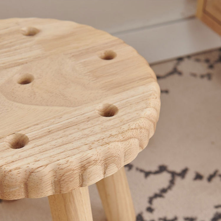 Contemporary Creative Biscuit Solid Wood Round Low Stool For Living Room