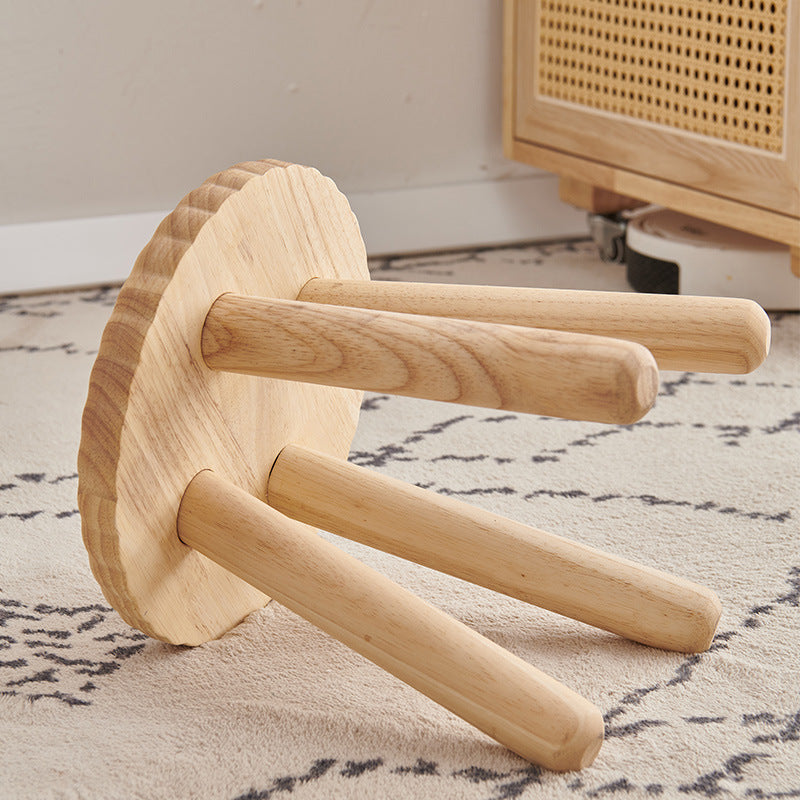 Contemporary Creative Biscuit Solid Wood Round Low Stool For Living Room
