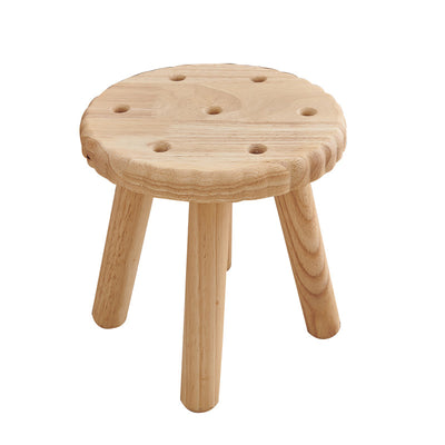 Contemporary Creative Biscuit Solid Wood Round Low Stool For Living Room