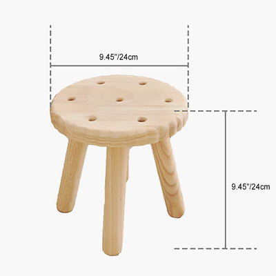 Contemporary Creative Biscuit Solid Wood Round Low Stool For Living Room