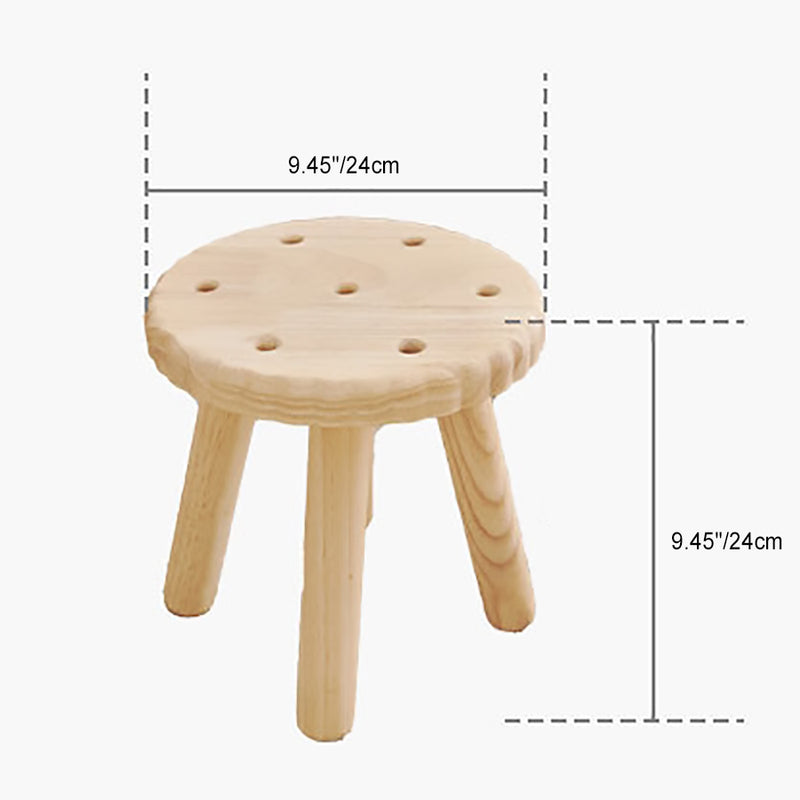 Contemporary Creative Biscuit Solid Wood Round Low Stool For Living Room