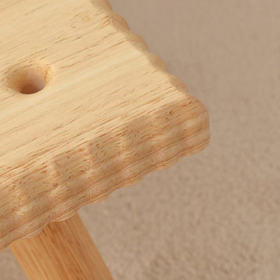 Contemporary Creative Biscuit Solid Wood Round Low Stool For Living Room