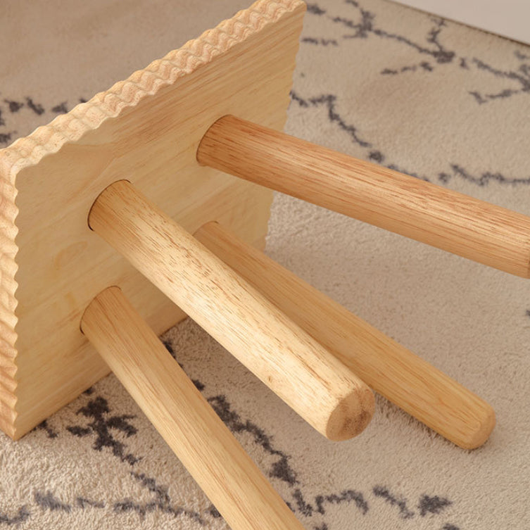 Contemporary Creative Biscuit Solid Wood Round Low Stool For Living Room