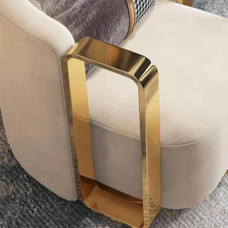 Contemporary Scandinavian Round Nappa Leather Swivel Accent Chair Backrest For Living Room