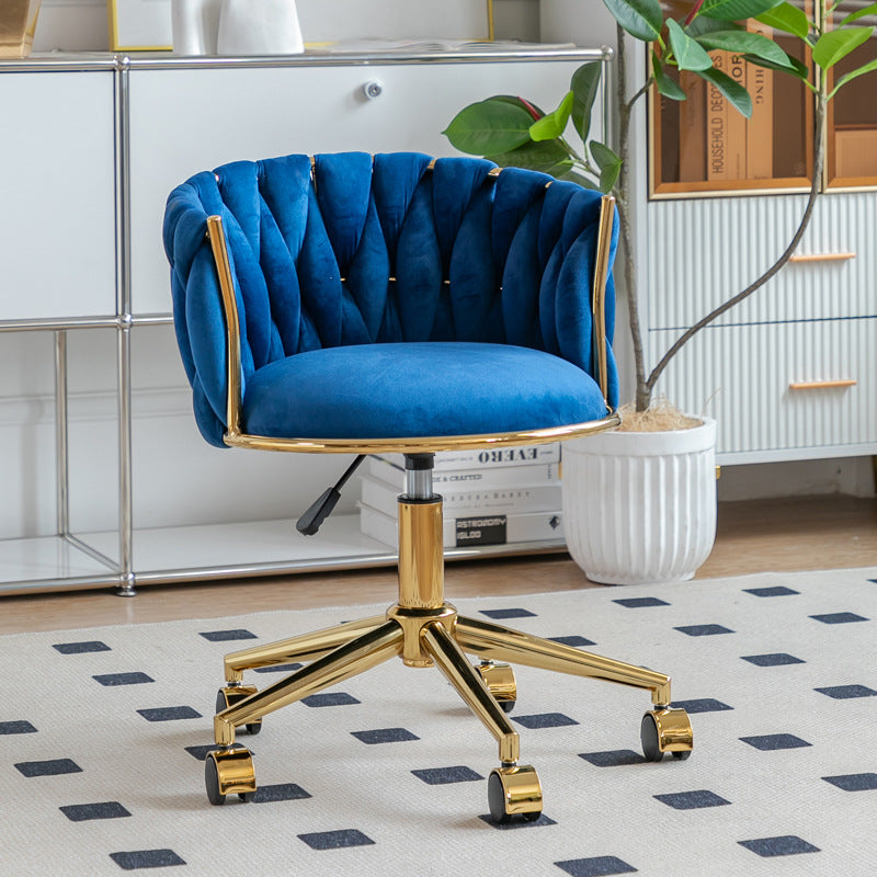 Contemporary Luxury Round Velvet Adjustable Height Vanity Stool Tufted Backrest For Bedroom