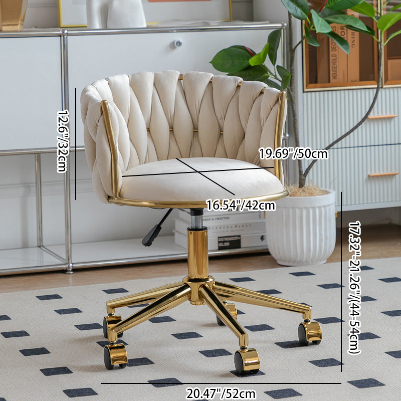 Contemporary Luxury Round Velvet Fabric Adjustable Height Vanity Stool Tufted Backrest For Bedroom