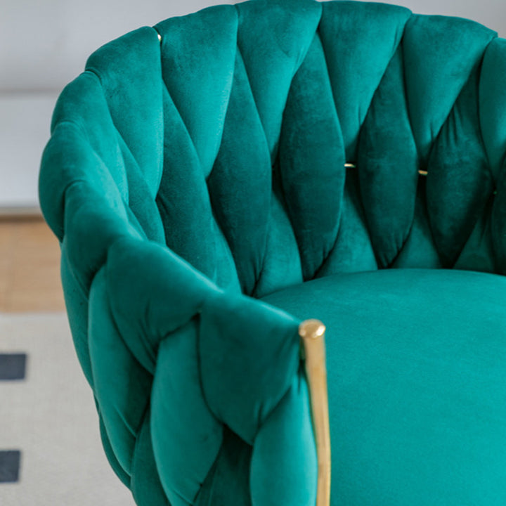 Contemporary Luxury Round Velvet Fabric Adjustable Height Vanity Stool Tufted Backrest For Bedroom