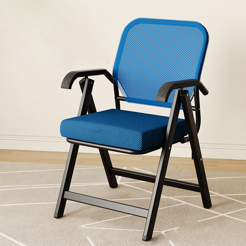 Modern Simplicity Square 3D Breathable Mesh Upholstered Foldable Desk Chair Backrest Armrest For Home Office