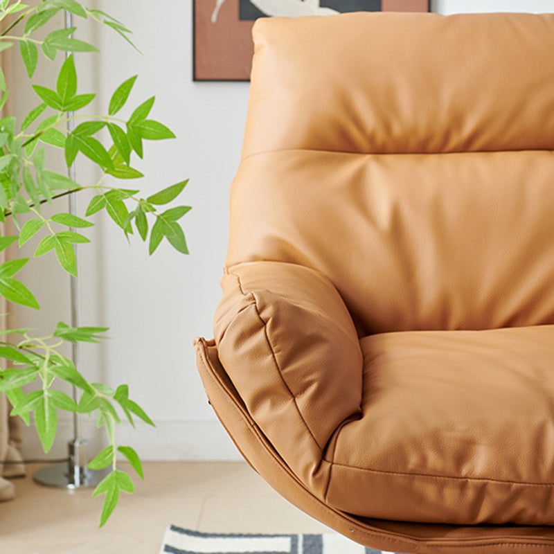 Contemporary Scandinavian Nappa Leather 4-Star Base Swivel Accent Chair Backrest Armrest For Living Room