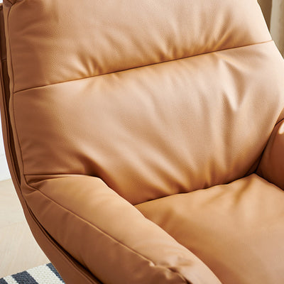 Contemporary Scandinavian Nappa Leather 4-Star Base Swivel Accent Chair Backrest Armrest For Living Room