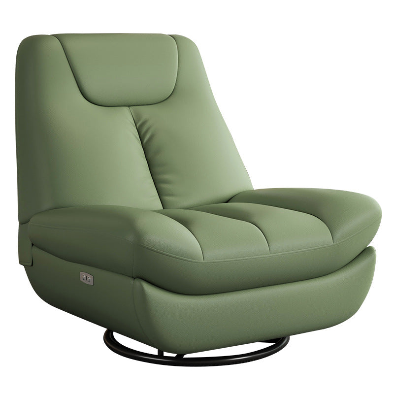 Contemporary Scandinavian Leather Upholstered Carbon Steel Swivel Accent Chair Backrest For Living Room