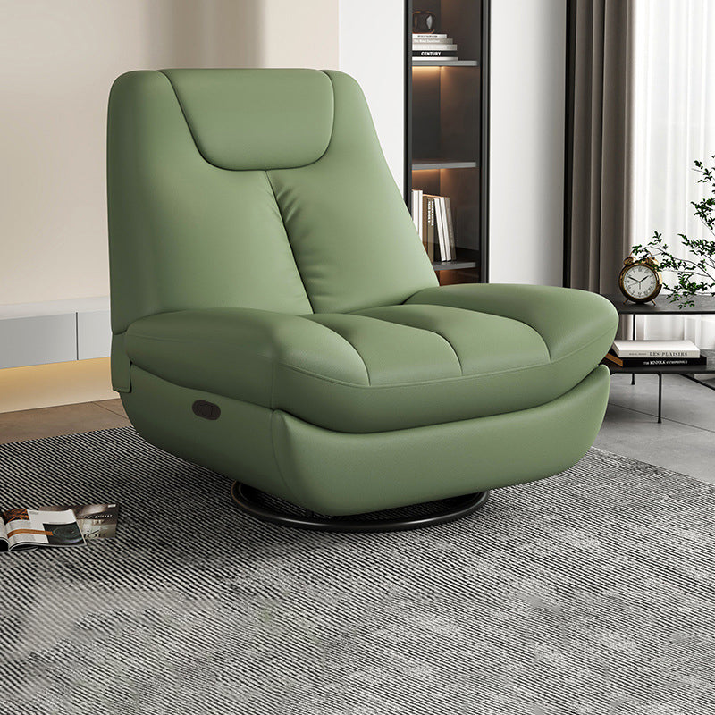 Contemporary Scandinavian Leather Upholstered Carbon Steel Swivel Accent Chair Backrest For Living Room