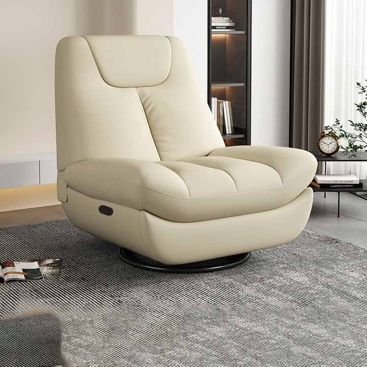 Contemporary Scandinavian Faux Leather Upholstered Carbon Steel Swivel Accent Chair Backrest For Living Room
