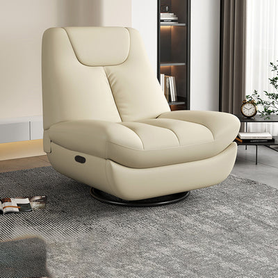Contemporary Scandinavian Leather Upholstered Carbon Steel Swivel Accent Chair Backrest For Living Room