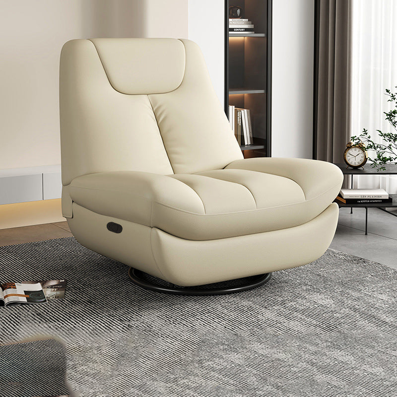 Contemporary Scandinavian Leather Upholstered Carbon Steel Swivel Accent Chair Backrest For Living Room