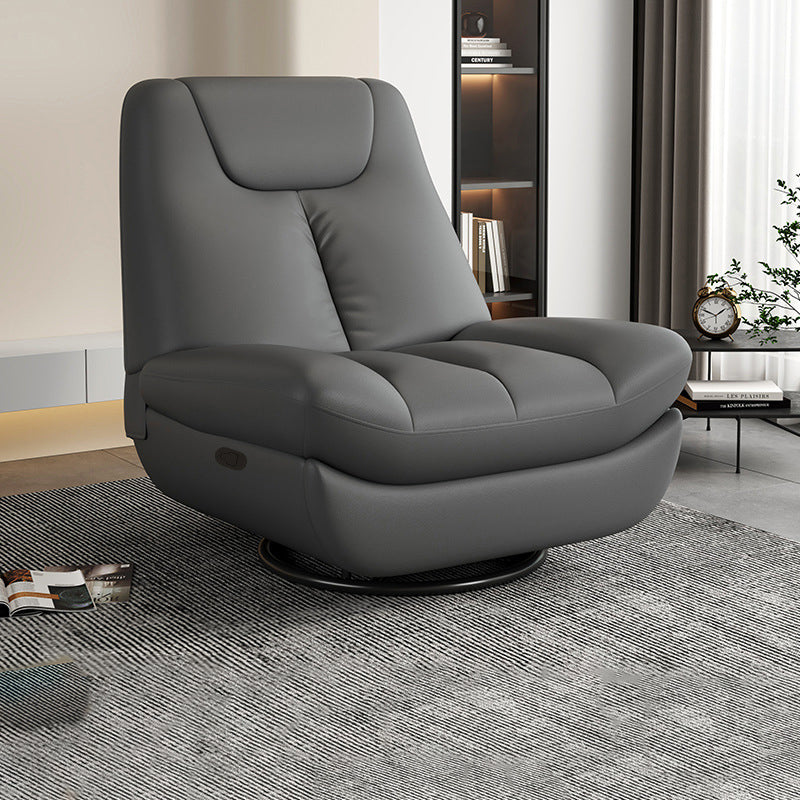 Contemporary Scandinavian Leather Upholstered Carbon Steel Swivel Accent Chair Backrest For Living Room