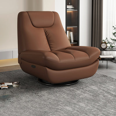 Contemporary Scandinavian Leather Upholstered Carbon Steel Swivel Accent Chair Backrest For Living Room