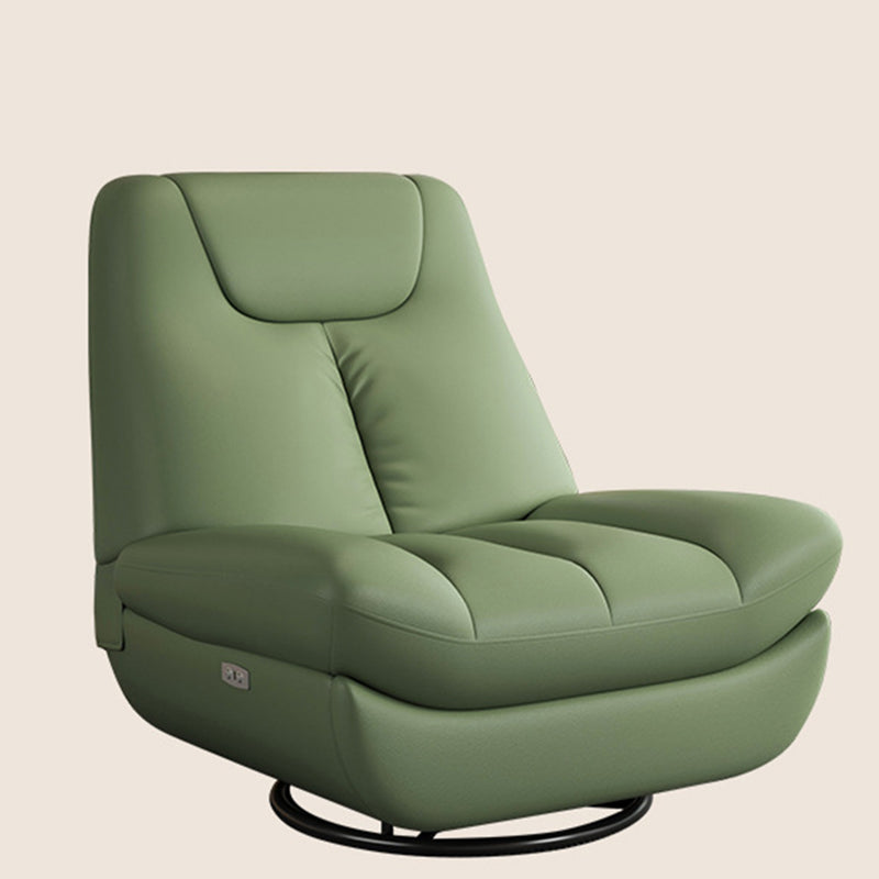Contemporary Scandinavian Leather Upholstered Carbon Steel Swivel Accent Chair Backrest For Living Room