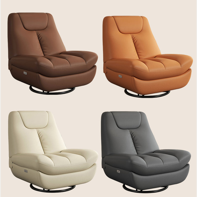 Contemporary Scandinavian Leather Upholstered Carbon Steel Swivel Accent Chair Backrest For Living Room