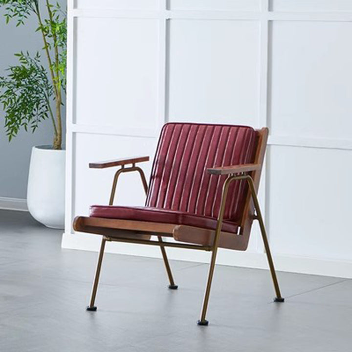 Fauteuil d'appoint contemporain de luxe carré en similicuir avec pieds en métal, dossier et accoudoirs pour le salon 