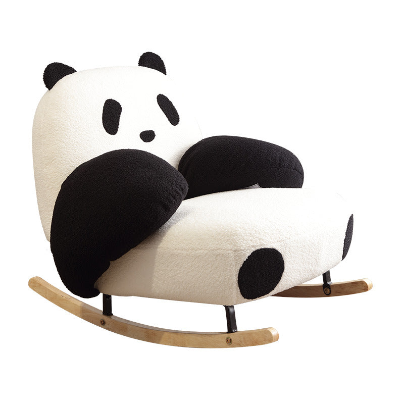 Contemporary Creative Panda Lambswool Carbon Steel Recliner Backrest For Living Room