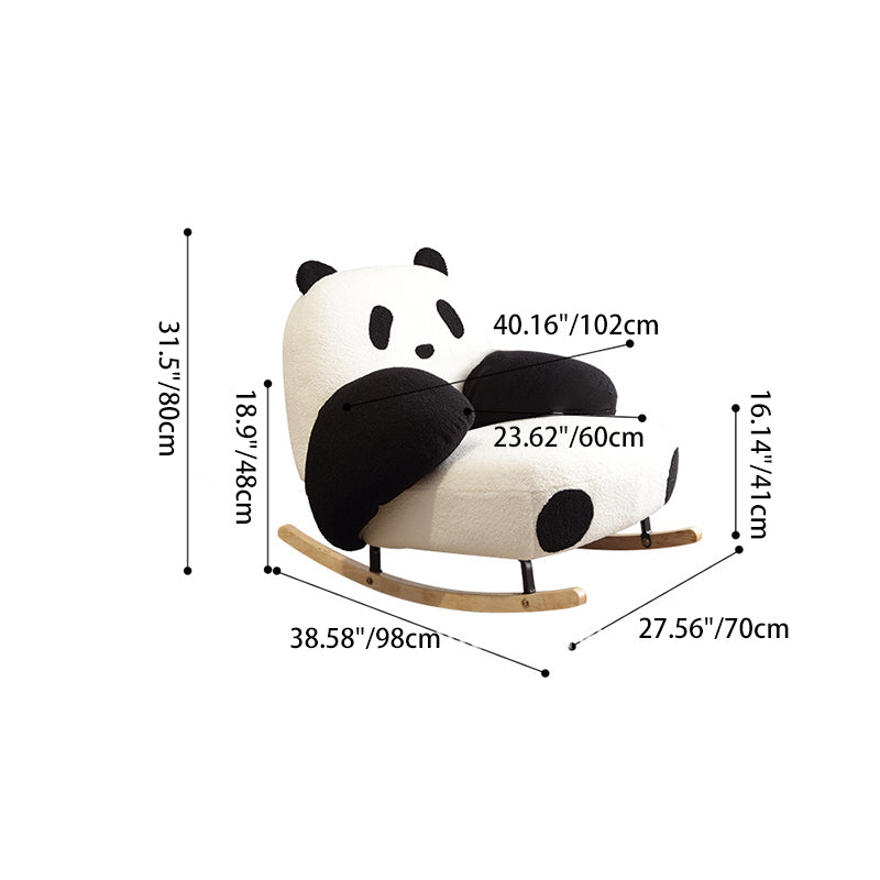 Contemporary Creative Panda Lambswool Carbon Steel Recliner Backrest For Living Room