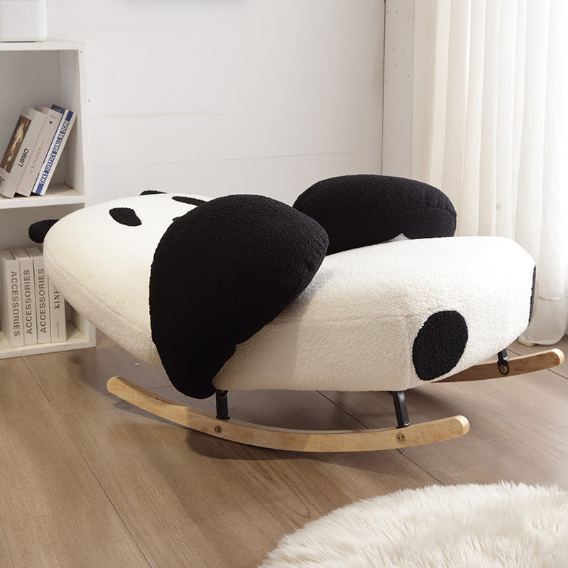 Contemporary Creative Panda Lambswool Carbon Steel Recliner Backrest For Living Room