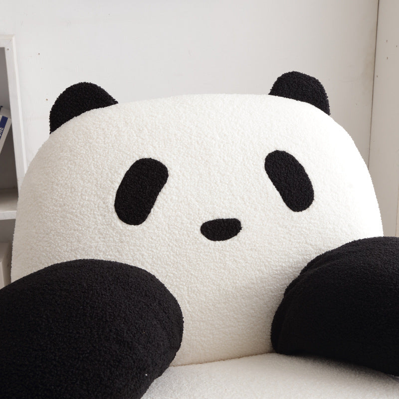 Contemporary Creative Panda Lambswool Carbon Steel Recliner Backrest For Living Room