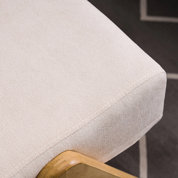 Traditional Japanese Square Cotton Linen Fabric Rubberwood Upholstered Recliner Backrest Armrest For Living Room