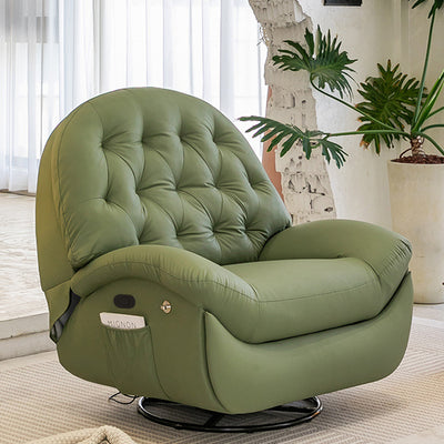 Contemporary Scandinavian Tufted Leather Upholstered Carbon Steel Accent Chair Backrest For Living Room