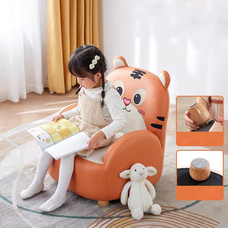Contemporary Creative Cartoon Animal Tiger Fabric Solid Wood Children Accent Chair Backrest For Living Room