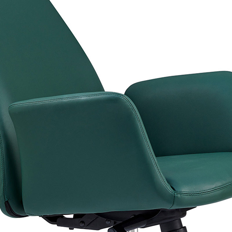 Silla de escritorio giratoria moderna de lujo con superficie de contacto de cuero de vaca cuadrada, respaldo y ruedas para oficina en casa 