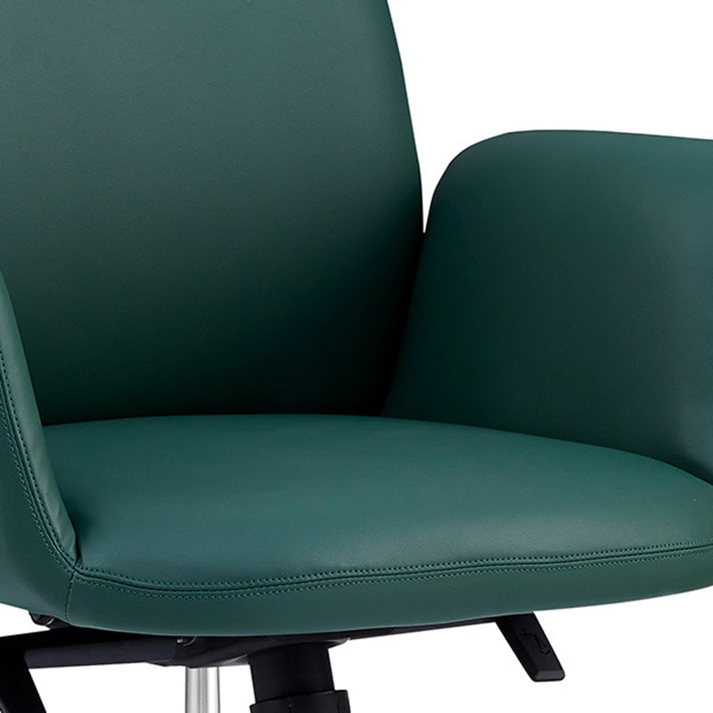 Silla de escritorio giratoria moderna de lujo con superficie de contacto de cuero de vaca cuadrada, respaldo y ruedas para oficina en casa 